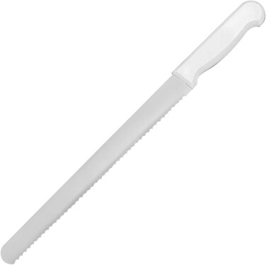 Master 12 Inch Stainless Steel Serrated Bread Knife (White)   Commercial Bakery Slicer, KMK041