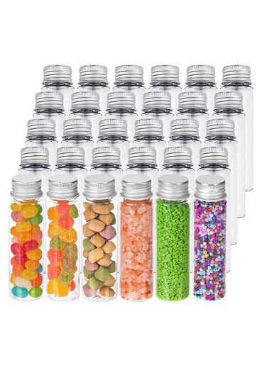 30Pack 50ml Clear Flat Plastic Test Tubes with Screw Caps