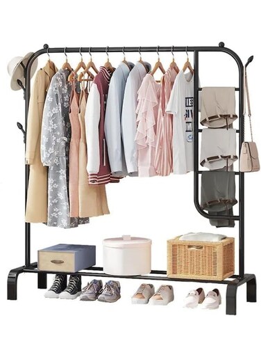 Clothes Rack Heavy-duty Clothes Rack Metal Freestanding Clothes Rail Garment Hanging Rack Storage Shelf, Heavy Duty Coat Rack and Shoe Bench Storage Stand for Indoor Bedroom