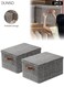 2 Pack Black Foldable Storage Boxes with Lids, Versatile Non-Woven Fabric Storage Cubes with 2 Brown Handles, 36x25x20cm for Clothes &amp; Toy Organizatio
