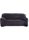 DobuyMall Solid Color Plush Thicken Elastic Sofa Cover Universal Sectional Slipcover 2/3/4 Seater Stretch Couch Cover (Dark Grey, Two Seats)