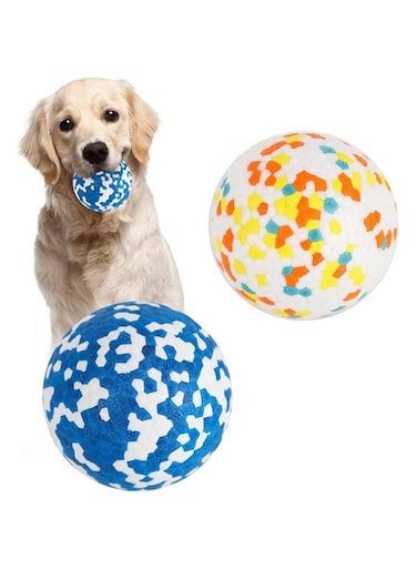 Joyzzz Dog Ball, 2 Pack 7.5cm Durable Solid Rubber Ball Dog, Indestructible Dog Balls for Training Dog Catch and Fetch, Light Weight and Floats in Water