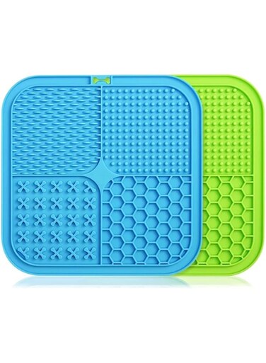 2 Pcs Dog Lick Mat, 8.3 Inch Silicone Licking Pads with 69 Suction Cups, Non-Toxic and Dishwasher Safe, Ideal for Anxiety Relief, Dental Hygiene, and Slow Feeding, for Yogurt, and Pumpkin Puree