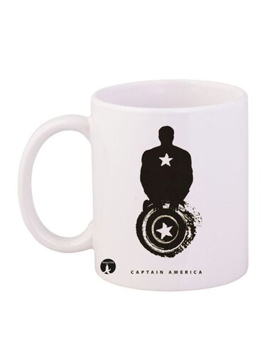 Captain America Printed Mug White/Black 11ounce