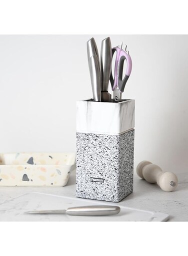 FISSMAN Universal Knife Holder with Removable Straw , 23cm Plastic Kitchen Knife and Utensil Organizer, Space-Saving Knife Storage Organizer, Detachable for Easy Cleaning