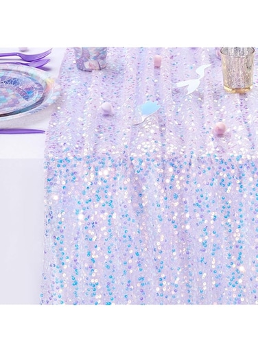 Azonee Sequin Iridescent Table Runner Table Runners Sparkly Lavender Fabric Mermaid Party Decorations for Wedding Birthday Mermaid Theme Party Purple 30X275cm
