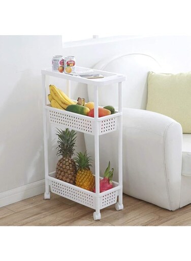 22cm Kitchen Living Room Bathroom Toilet Rack Bathroom Dormitory Finishing Rack Floor Rack Storage Rack (Size : 3 ntiers)