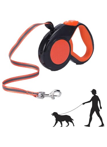 NeoStyle Retractable Dog Leash,Dog Wrist Leash,Hands Free Leash for Running,Dog Walking Leash,for Small Medium Large Dogs (Orange, 3M)