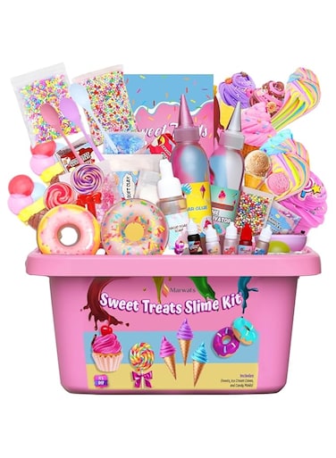 DIY Slime Kit for Kids, Fluffy Non Stick Slime for Kids With 3 Scents, 5 Colors and Charms, Kids Toys for Girls and Boys To Make Cloud Slime, Foam Slime, Butter Slime, Donut and ice Cream Slime Set