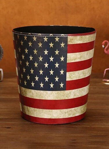 Leather Trash Can, Retro Trash Can, PU Leather Waste Basket, Waste Can Wastebin Dustbin Garbage Bin for Bathroom Bedroom Office