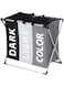 Generic KVIVI Folding Dirty Clothes Basket Oxford Cloth Fabric Laundry Basket with 3 Compartments for Clothing Storage Organizer, Toughness and Durable Laundry Hamper (Black, Grey &amp; Beige), LV-N6B