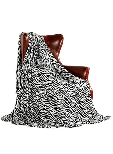 Silky Soft Zebra Printed Single Blanket Black/White 150x200cm