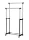 Rack 2 Pole, Metal Black Double Pole Telescopic Clothes Hanger Black-Silver