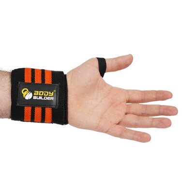 Body Builder Wrist Support, Black &amp; Orange