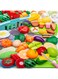 46 PCS Cutting Play Food Toy for Kids Kitchen, Pretend Fruit &amp;Vegetables Accessories with Shopping Storage Basket, Plastic Mini Dishes and Knife, Educational Toy for Toddler Children Birthday Gift