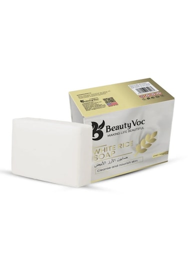 BeautyVoc White Rice Soap, Korean Brightening Formula for Glowing &amp; Even-Toned Skin, 100g