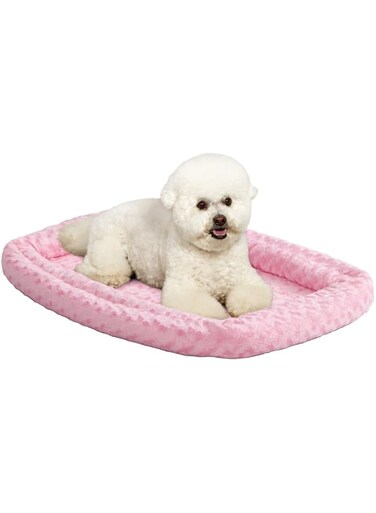 MidWest Homes for Pets Double Bolster Pet Bed   Pink 30-Inch Dog Bed ideal for Medium Dog Breeds &amp; fits 30-Inch Long Dog Crates