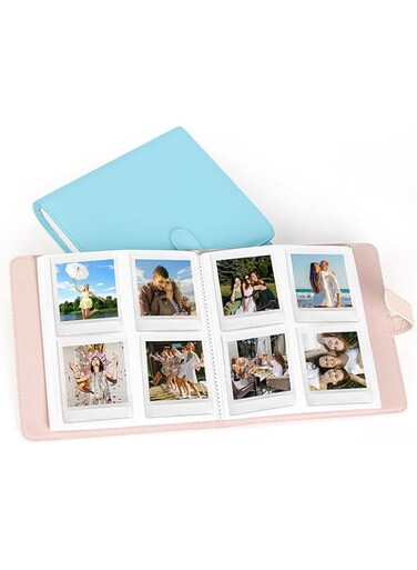 XUMIUZIY 288 Pockets Photos Album, 3 Inch 288 Pockets Mini Film Photo Album, Large Capacity Multifunction PU Leather Photo Album for Photos, Tickets and Bank Cards (Blue)