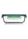 Lockie Lock Glass Food Container, 640 Ml, Green Lid, Stackable, 52 Mm Height, 171X126 Mm Blue