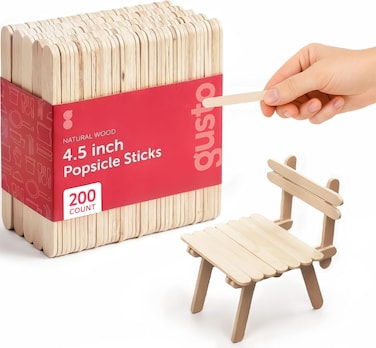 200 4.5 Inch Wooden Multi-Purpose Popsicle Sticks for Crafts, ICES, Ice Cream, Wax, Waxing, Tongue Depressor Wood Sticks