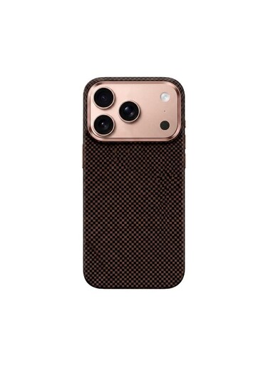 Mobcos iPhone 17 Pro Chex Plain Gold Aramid Fiber Case, 1500D Fusion Weave, Ultra Slim Lightweight Magnetic Cover, MagSafe Compatible