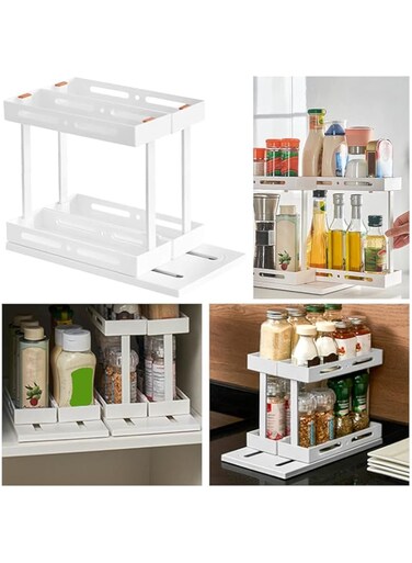 ANTOLE Spice Rack,Multi-function Kitchen Rotating Spice Rack Organizer, Durable Anti-Slip Storage Shelf for Countertop Kitchen Storage Shelf