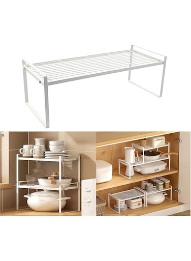 MostNow Space-Saving Kitchen Cabinet Storage Rack,Multi-Purpose Storage Shelf for Layering Dishes and Seasoning Bottles,No-Drill Countertop Shelf (33cm)