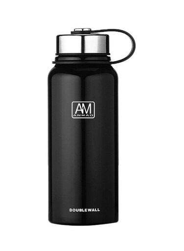 Steel Vacuum Thermos Water Bottle Black 1100ml