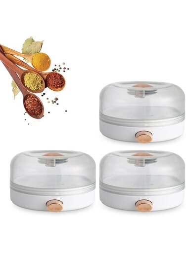 Azonee Magnetic Tins 3 Pcs Stainless Steel Jars Storage Containers, Wall Mounted Seasoning Box Jars Punch-Free Seasoning Organizer, Space Saving Organization (White)