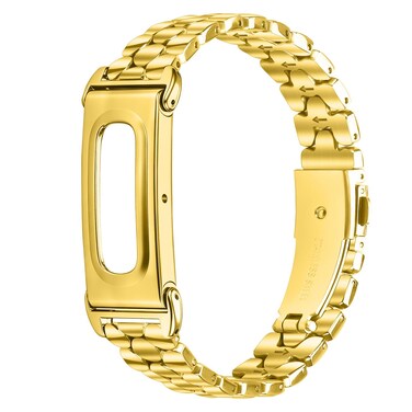 Replacement Strap For Google Fitbit Air Metal Case Integrated Pearl Pattern Stainless Steel Watch Band(Gold)