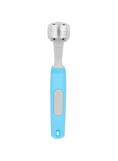 Beeztees Pla 3-Way Dog Toothbrush Blue/Grey