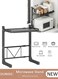 2-Tier Adjustable Countertop Microwave Oven Rack,Microwave Shelf, Metal Kitchen Countertop Organizer Shelves with 4 Hooks, Toaster Shelf Heavy Duty Stand Kitchen Counter Top Organizer for Home Office