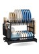 Dish Rack for Kitchen Countertop &acirc;&euro;&ldquo; Black Sink Drainer with Cutlery Shelf Organizer