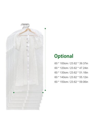 Hanging Garment Storage Bag for Wardrobe with Full Zipper White