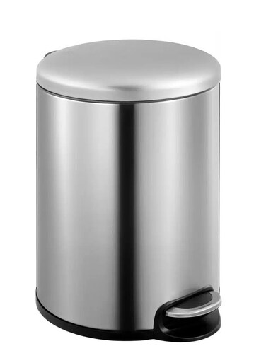 MAGGEY SERIES   Brushed Stainless Steel Finish   Soft-Closing   Fingerprint-Resistant   Deluxe Step Trash Bin   Metallic Grey   Medium   12L