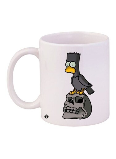 Bird Printed Coffee Mug White/Grey/Yellow 11ounce