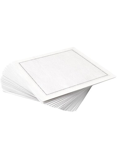 FIVE STAR NAPKINS 100% Cotton Cocktail Napkin, 50-Pack, White