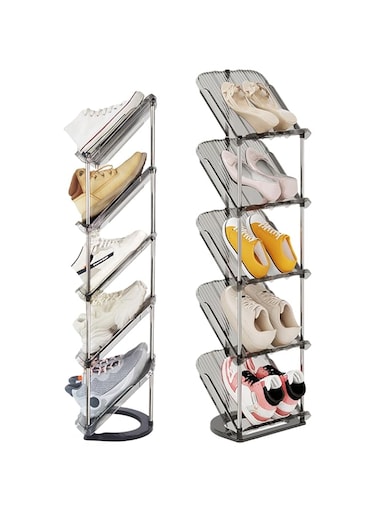 Tazweeq Sloping Narrow Shoe Rack 5 Tiers, Free Standing Vertical Shoes Racks for Small Spaces and Corner, Shoe Cabinet With Shoe Rack For Shoes And Boots In The Entrance Hall