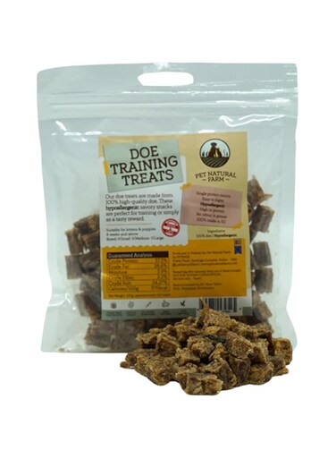 Pet Natural Farm Doe Hypoallergenic Training Treats for Dogs, Made with 100% single ingredient and gently air-dried, Low in Fat (100g)