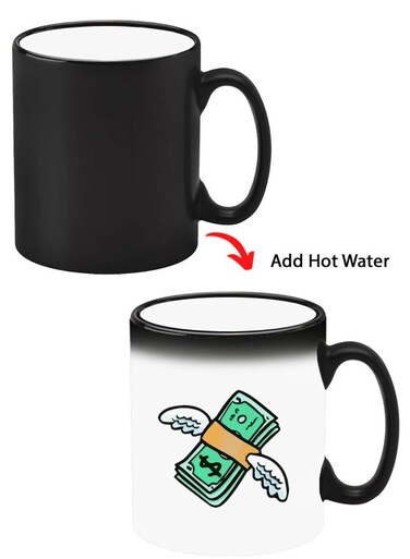 Color Changing Heat Sensitive Ceramic Mug, Image Revealed When HOT Liquid is Added! Flying Money
