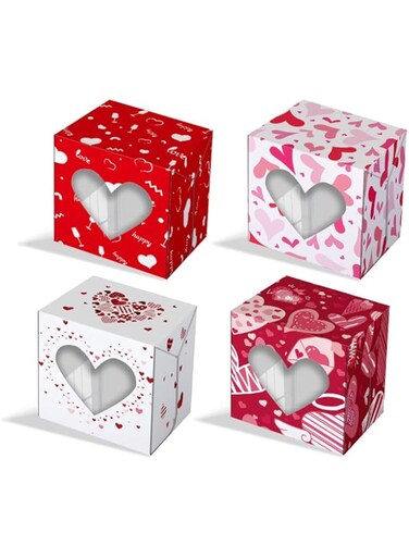 thePartyPopper Heart Design Cupcake Paper Boxes for Valentine's Day Bachelorette Wedding Anniversary favors treats