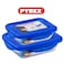Pyrex Cook&amp;Go Set of 2 (0.8L+1.7L) Rectangle Storage Dish with Airtight Lid - Versatile Freezer-to-Oven Solution