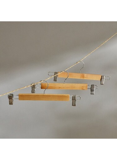 Box Forest 3-Piece Wooden Trouser Hanger Set 33 x 2.8 x 12 cm