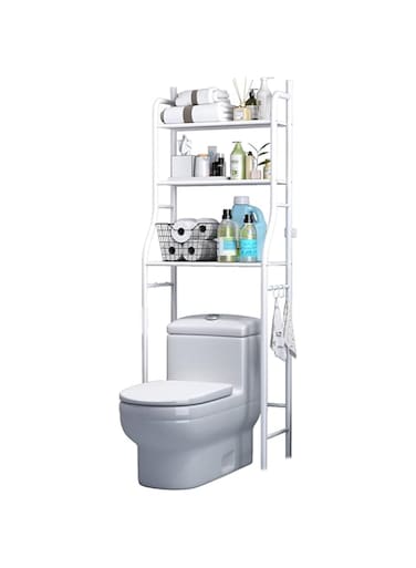 LEO.STAR Space-Saving 3-Layer Metal Toilet Rack with 4 Hook for Bathroom Organization and Storage