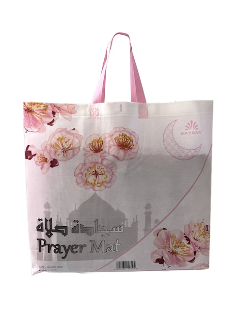 سجادة صلاة ناعمة وسميكة (مقاس-120×80 سم) سجادة صلاة إسلامية مصلى، اللون أبيض ذهبي