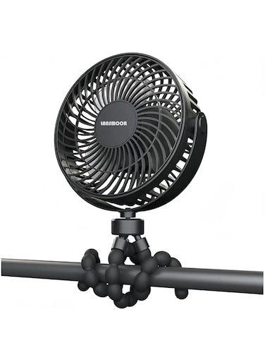 LansMoor Multifunctional Portable Mini Handheld Stroller Fan, Car Seat Fan, 2400mAh power, flexible tripod, Adjustable 3 speeds, USB or battery-powered,Suitable for Home/Car/Outdoor