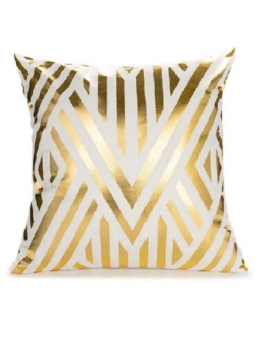Cushion Covers 18x18 inch for Home Decor Hot Stamping Sofa Cushion Pillow Cover (Golden Matrix White)