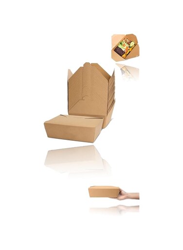 30 Pack 70 oz Large Take-Out Food Containers - Heavy Duty Microwavable Kraft Brown Paper To Go Box - Grease Resist Disposable Cardboard Lunch Box for Restaurant, Catering, Household