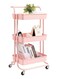 3 Tier Trolley Storage -3 Tier Rolling Storage Cart with Wheels - Multifunctional Organization Cart with Brake Caster Wheels -Kitchen Shelf Storage Rack