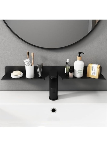 Azonee Bathroom Shelf, Acrylic Bathroom Shelf Organizer Over the Faucet, Over the Sink Shelf Bathroom Decor, Wall Mounted No Drilling Carbon Steel Shower Shelves, Suitable for Bathroom, Kitchen